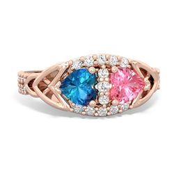 London Topaz Sparkling Celtic Knot 14K Rose Gold ring R2645