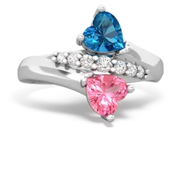 London Topaz Heart To Heart 14K White Gold ring R2064