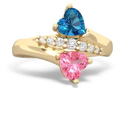 London Topaz Heart To Heart 14K Yellow Gold ring R2064