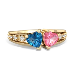 London Topaz Heart To Heart 14K Yellow Gold ring R3342