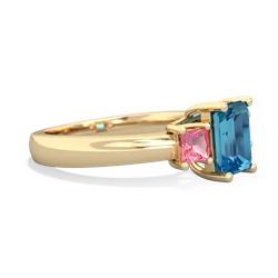 London Topaz Three Stone Emerald-Cut Trellis 14K Yellow Gold ring R4021