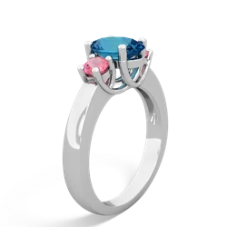 London Topaz Three Stone Oval Trellis 14K White Gold ring R4024