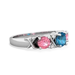 London Topaz Hugs And Kisses 14K White Gold ring R5016