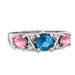 London Topaz Hugs And Kisses 14K White Gold ring R5016