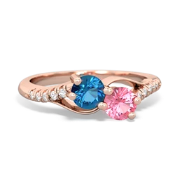 London Topaz Infinity Pave Two Stone 14K Rose Gold ring R5285