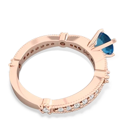 London Topaz Sparkling Tiara 6Mm Round 14K Rose Gold ring R26296RD