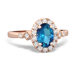 London Topaz Antique-Style Halo 14K Rose Gold ring R5720