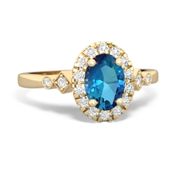 London Topaz Antique-Style Halo 14K Yellow Gold ring R5720