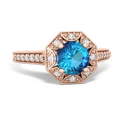 London Topaz Art-Deco Starburst 14K Rose Gold ring R5520