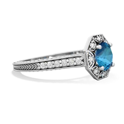 London Topaz Art-Deco Starburst 14K White Gold ring R5520