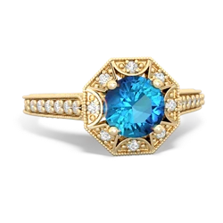 London Topaz Art-Deco Starburst 14K Yellow Gold ring R5520