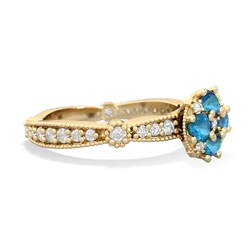 London Topaz Sparkling Tiara Cluster 14K Yellow Gold ring R26293RD