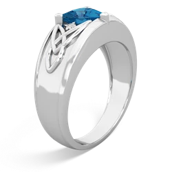 London Topaz Celtic Trinity Knot Men's 14K White Gold ring R0440