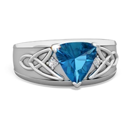 London Topaz Celtic Trinity Knot Men's 14K White Gold ring R0440