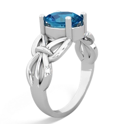 London Topaz Celtic Knot Cocktail 14K White Gold ring R2377