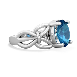 London Topaz Celtic Knot Cocktail 14K White Gold ring R2377