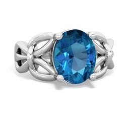 London Topaz Celtic Knot Cocktail 14K White Gold ring R2377