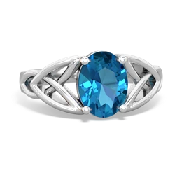 London Topaz Celtic Trinity Knot 14K White Gold ring R2389