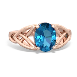 London Topaz Celtic Trinity Knot 14K Rose Gold ring R2389