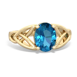 London Topaz Celtic Trinity Knot 14K Yellow Gold ring R2389