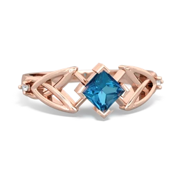 London Topaz Celtic Knot Princess 14K Rose Gold ring R3349