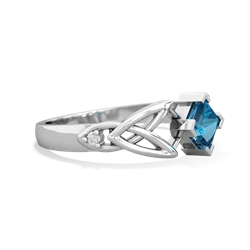 London Topaz Celtic Knot Princess 14K White Gold ring R3349