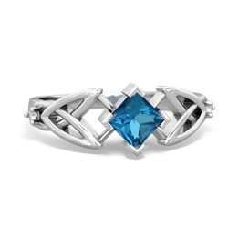 London Topaz Celtic Knot Princess 14K White Gold ring R3349