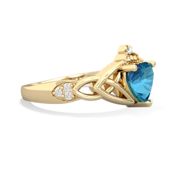 Thumbnail for London Topaz Claddagh Trinity Knot 14K Yellow Gold ring R5001 - side view