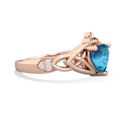 London Topaz Claddagh Celtic Knot Diamond 14K Rose Gold ring R5001