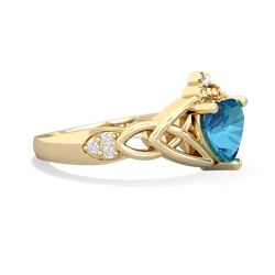 London Topaz Claddagh Celtic Knot Diamond 14K Yellow Gold ring R5001