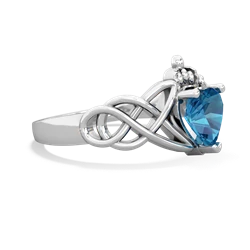 Thumbnail for London Topaz Claddagh Celtic Knot 14K White Gold ring R2367 - side view