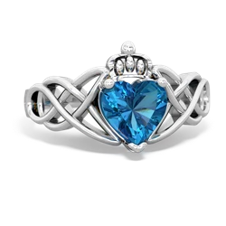 Thumbnail for London Topaz Claddagh Celtic Knot 14K White Gold ring R2367 - front view
