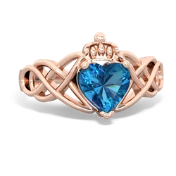 London Topaz Claddagh Celtic Knot 14K Rose Gold ring R2367