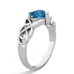 London Topaz Claddagh Celtic Knot 14K White Gold ring R2367