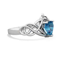 London Topaz Claddagh Celtic Knot 14K White Gold ring R2367