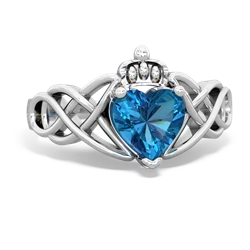 London Topaz Claddagh Celtic Knot 14K White Gold ring R2367