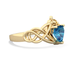 London Topaz Claddagh Celtic Knot 14K Yellow Gold ring R2367