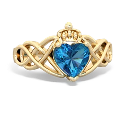 London Topaz Claddagh Celtic Knot 14K Yellow Gold ring R2367