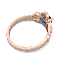 London Topaz Claddagh Diamond Crown 14K Rose Gold ring R2372