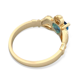 London Topaz Claddagh Diamond Crown 14K Yellow Gold ring R2372