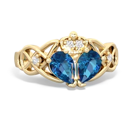 London Topaz 'One Heart' Celtic Knot Claddagh 14K Yellow Gold ring R5322