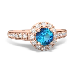 London Topaz Diamond Halo 14K Rose Gold ring R5370