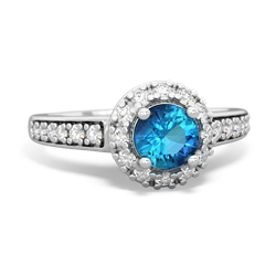 London Topaz Diamond Halo 14K White Gold ring R5370