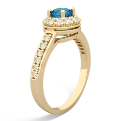 London Topaz Diamond Halo 14K Yellow Gold ring R5370