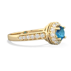 London Topaz Diamond Halo 14K Yellow Gold ring R5370