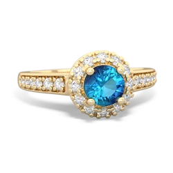 London Topaz Diamond Halo 14K Yellow Gold ring R5370