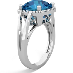 London Topaz Art Deco Cocktail 14K White Gold ring R2498