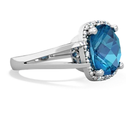 London Topaz Art Deco Cocktail 14K White Gold ring R2498