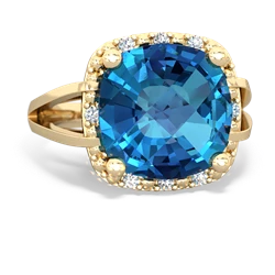 London Topaz Art Deco Cocktail 14K Yellow Gold ring R2498