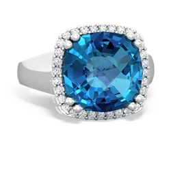 London Topaz Halo Cocktail 14K White Gold ring R2544